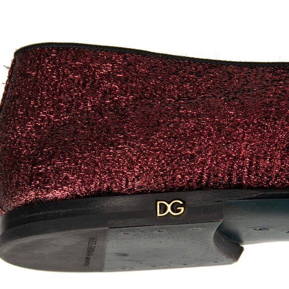 Dolce & Gabbana - DG Logo Lurex Glitter Loafer YOUNG POPE Bordeaux 43 UK 9 US 10 - Picture 4 of 5